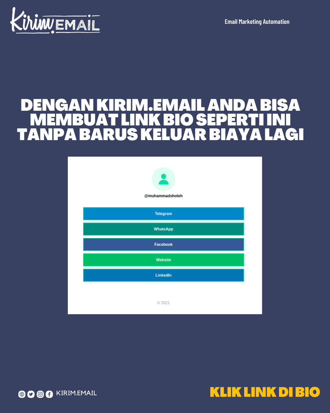 Cara Membuat Link Di Bio Ala Linktree Di KIRIM.EMAIL
