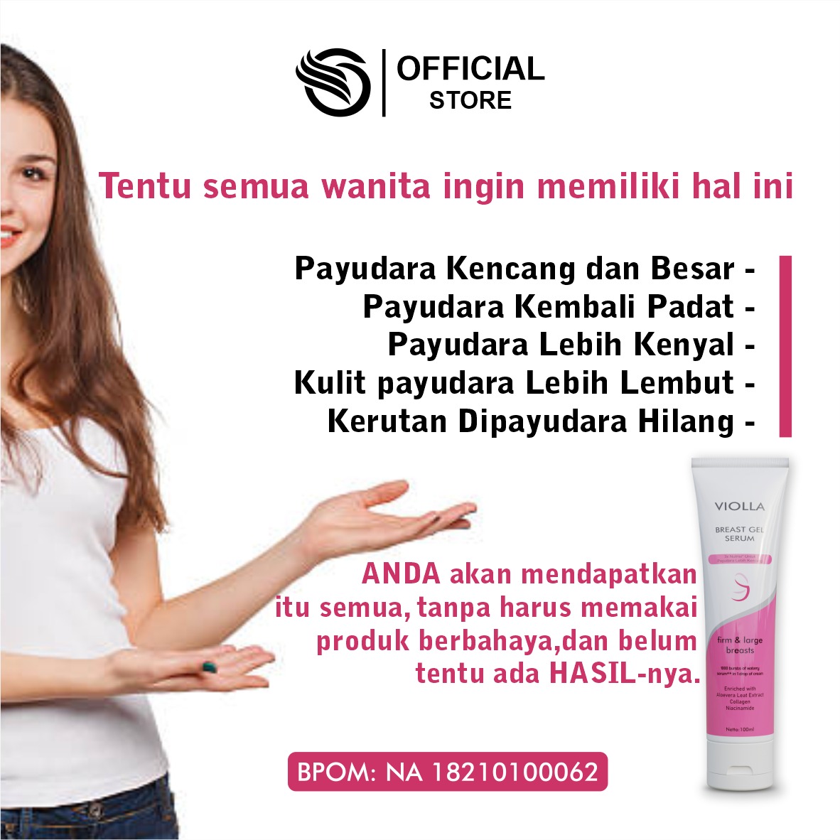 Violla Breast Gel Serum Obat Pembesar Payudara Bpom Mengencangkan Payudara Yang Kendur Aman Untuk Ibu Menyusui Ampuh Cepat Permanen isi 100ml