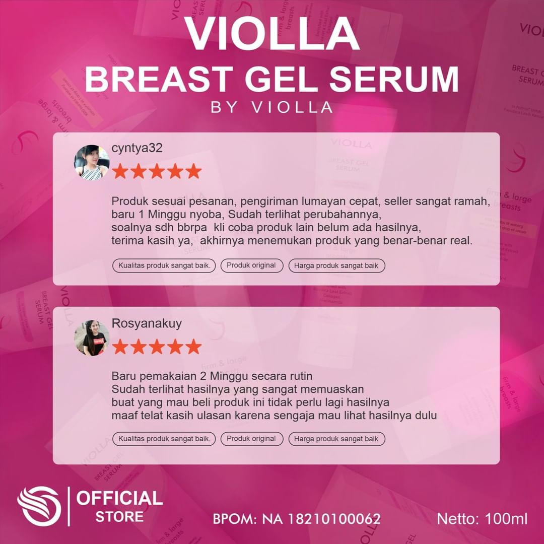 Violla Breast Gel Serum Obat Pembesar Payudara Bpom Mengencangkan Payudara Yang Kendur Aman Untuk Ibu Menyusui Ampuh Cepat Permanen isi 100ml