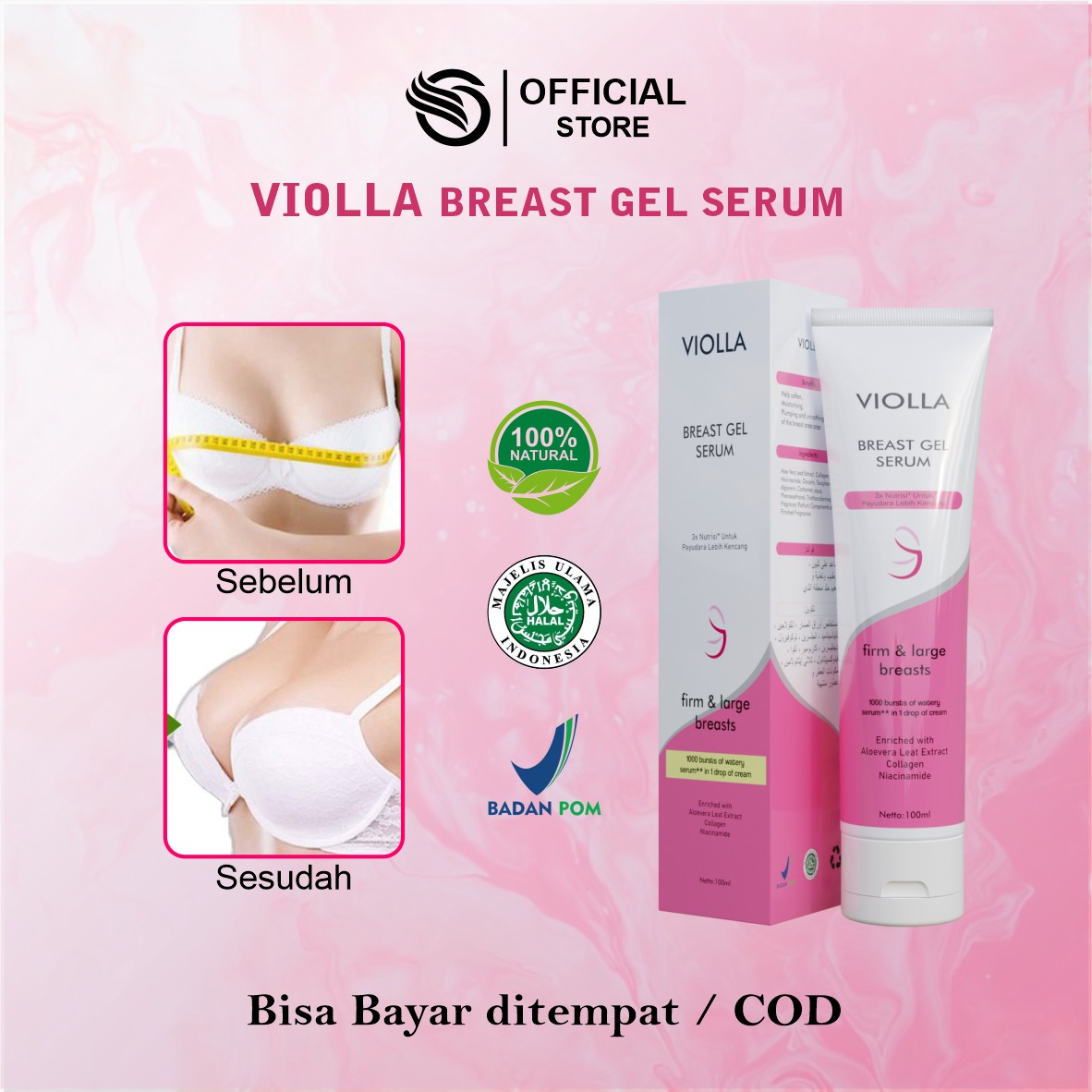 Violla Breast Gel Serum Obat Pembesar Payudara Bpom Mengencangkan Payudara Yang Kendur Aman Untuk Ibu Menyusui Ampuh Cepat Permanen isi 100ml