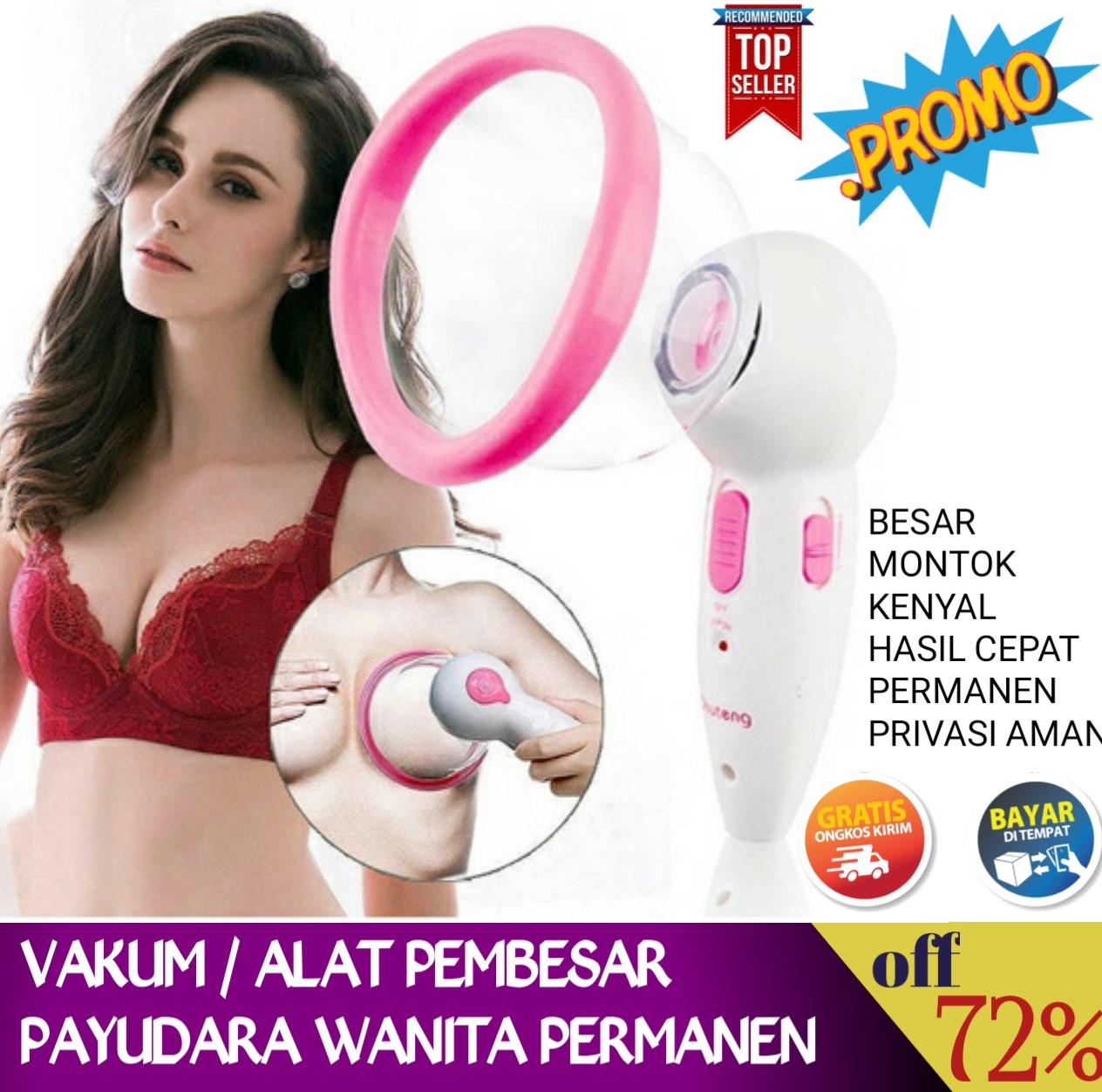 VAKUM PEMBESAR PAYUDARA ELEKTRIK Pompa Pijat Wanita Pertumbuhan Payudara KENCANG BESAR PERMANEN AMAN TANPA EFEK SAMPING