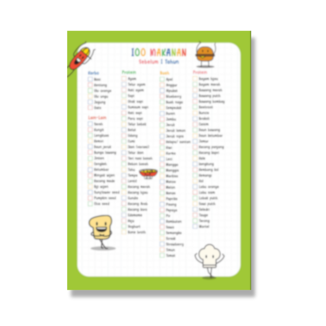 Checklist 100 Makanan Sebelum 1 Tahun