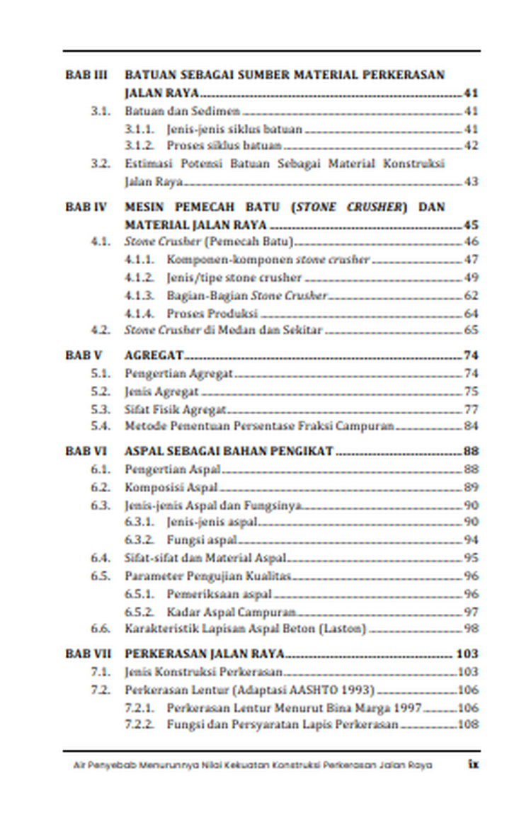Buku Air Penyebab Menurunnya Nilai Kekuatan Konstruksi Perkerasan Jalan Raya