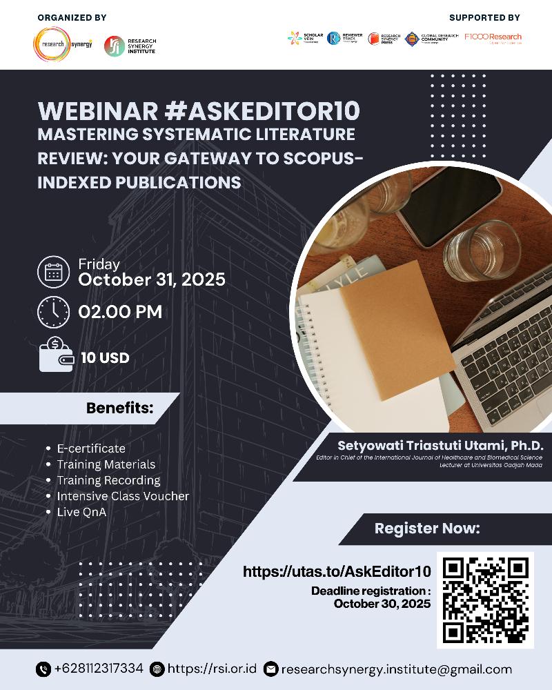 Webinar #askeditor10 : Mastering Systematic Literature Review: Your Gateway to Scopus-Indexed Publications