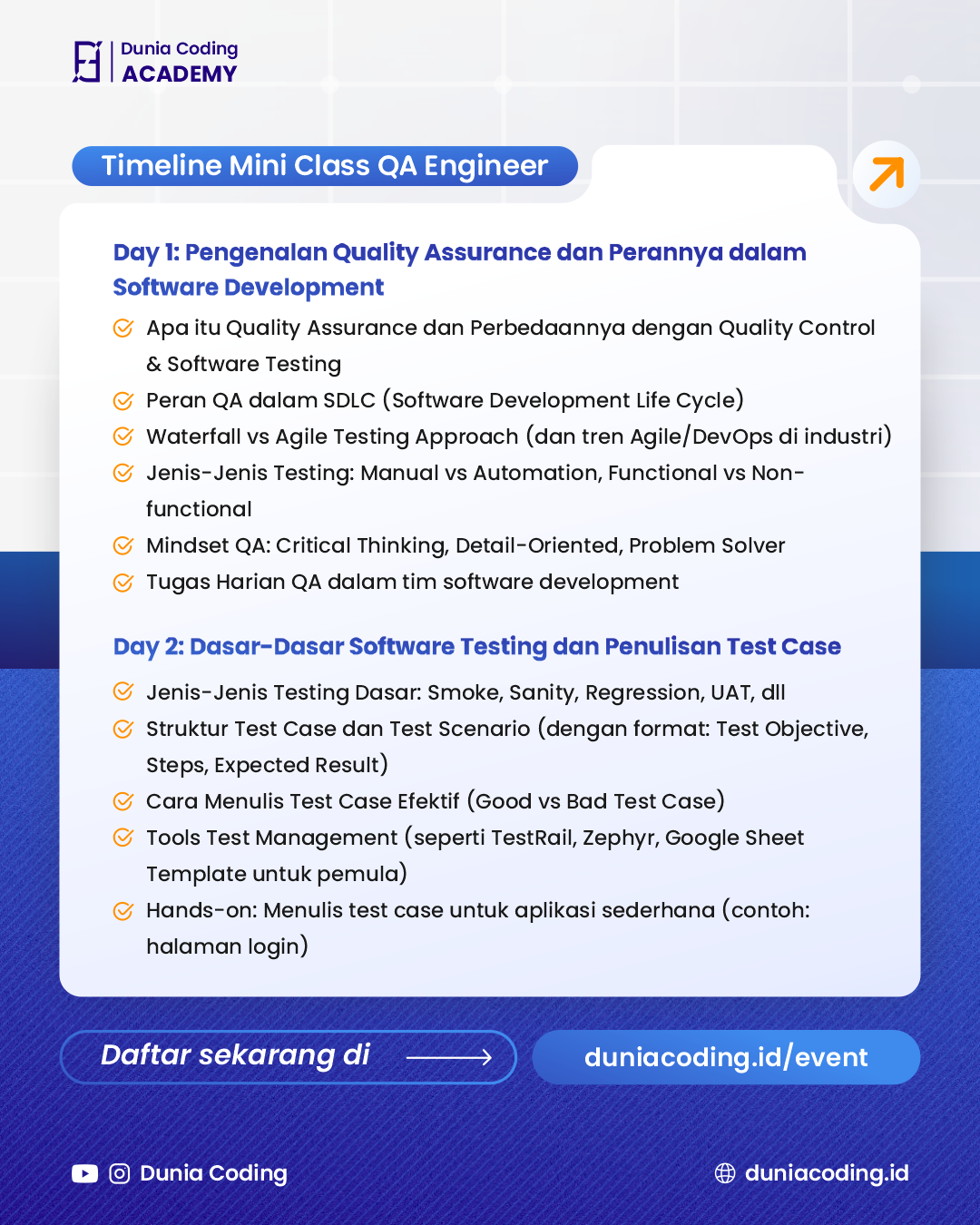Mini Class Basic Quality Assurance : Belajar QA Buat Pemula — Langsung Bisa Testing dan Ciptakan Portofolio!