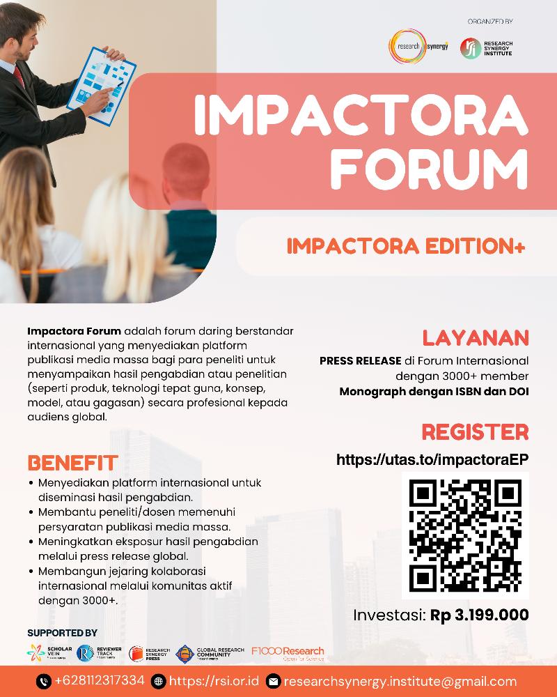 Impactora Edition+ : Publikasi Media Massa Penelitian dan Pengabdian di Forum Internasional