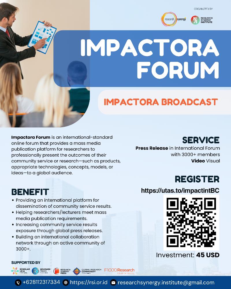 Impactora Brodcast: Publication of Research and Community Service Mass Media in International Forums