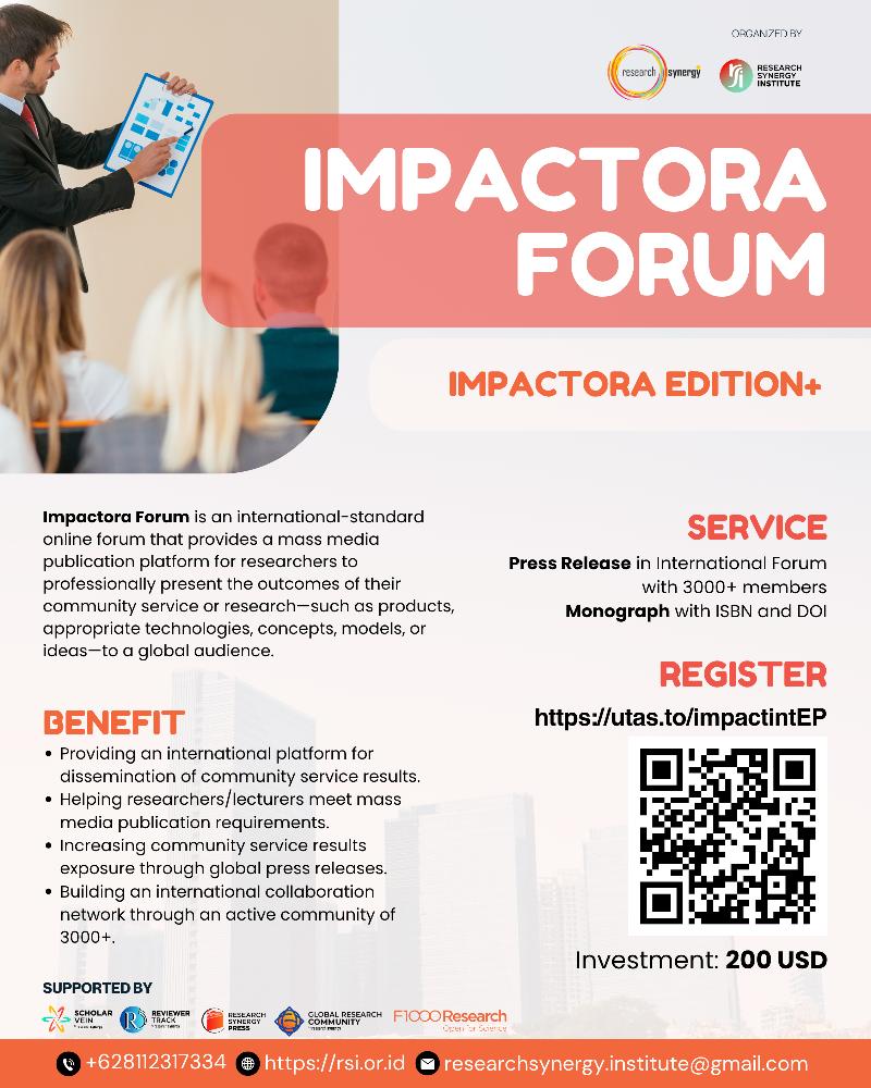 Impactora Edition+ : Publication of Research and Community Service Mass Media in International Forums