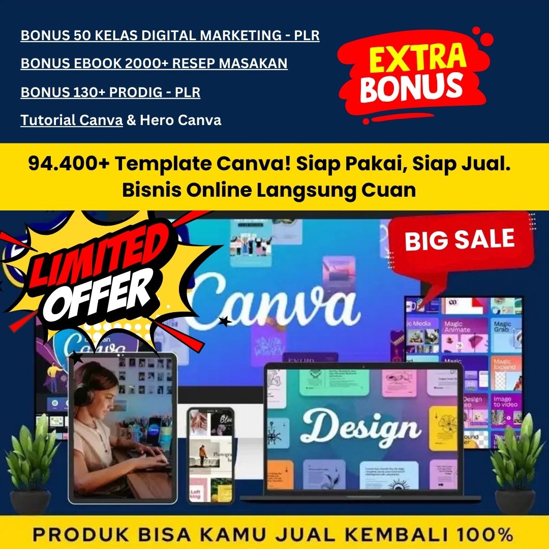 94.400+ Paket Lengkap Template Canva Desain Konten Gratis Bonus Ebook dan Kelas Marketing