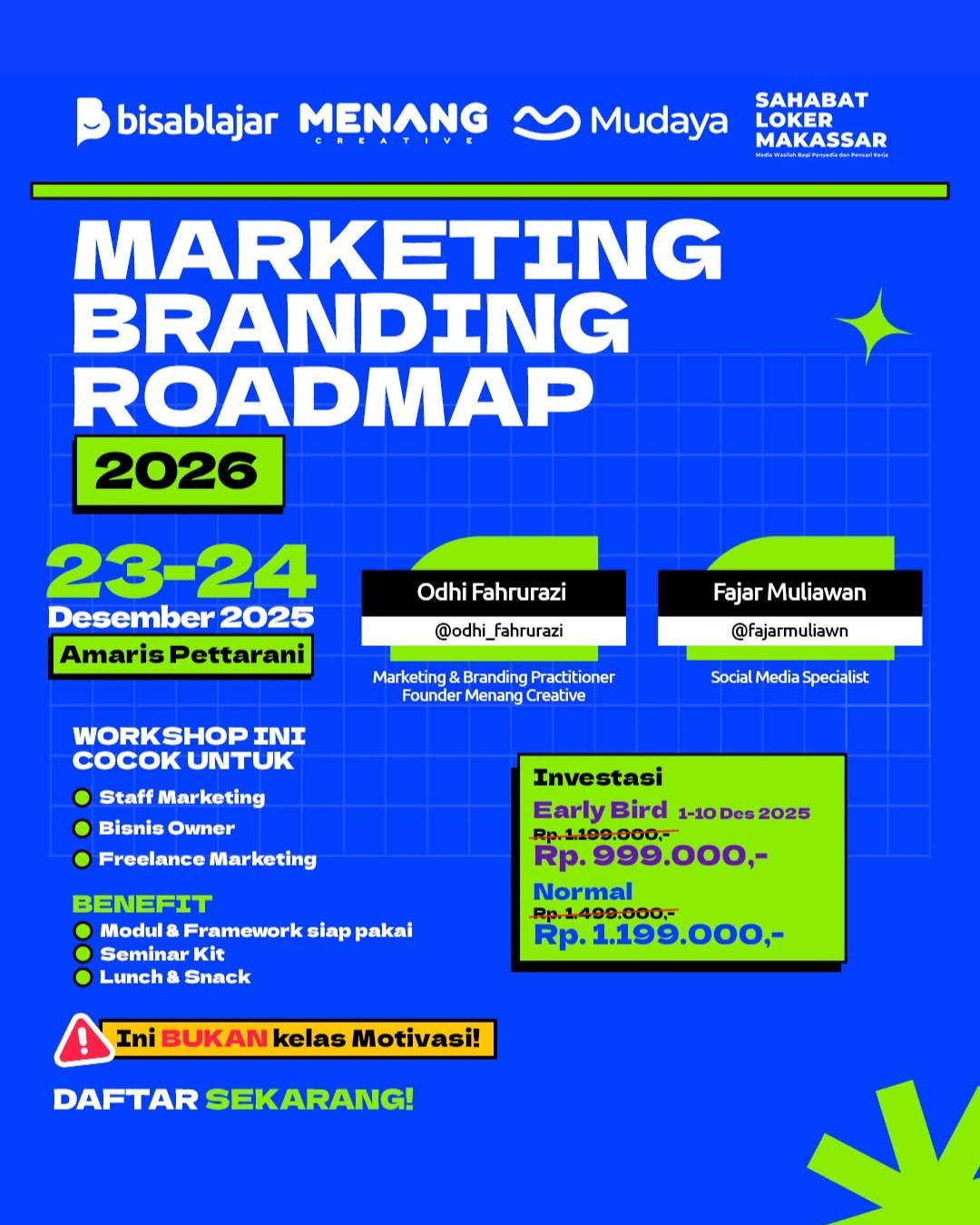 [BUNDLE 3 PAX OFFLINE] WORKSHOP OFFLINE MARKETING BRANDING ROADMAP 2026