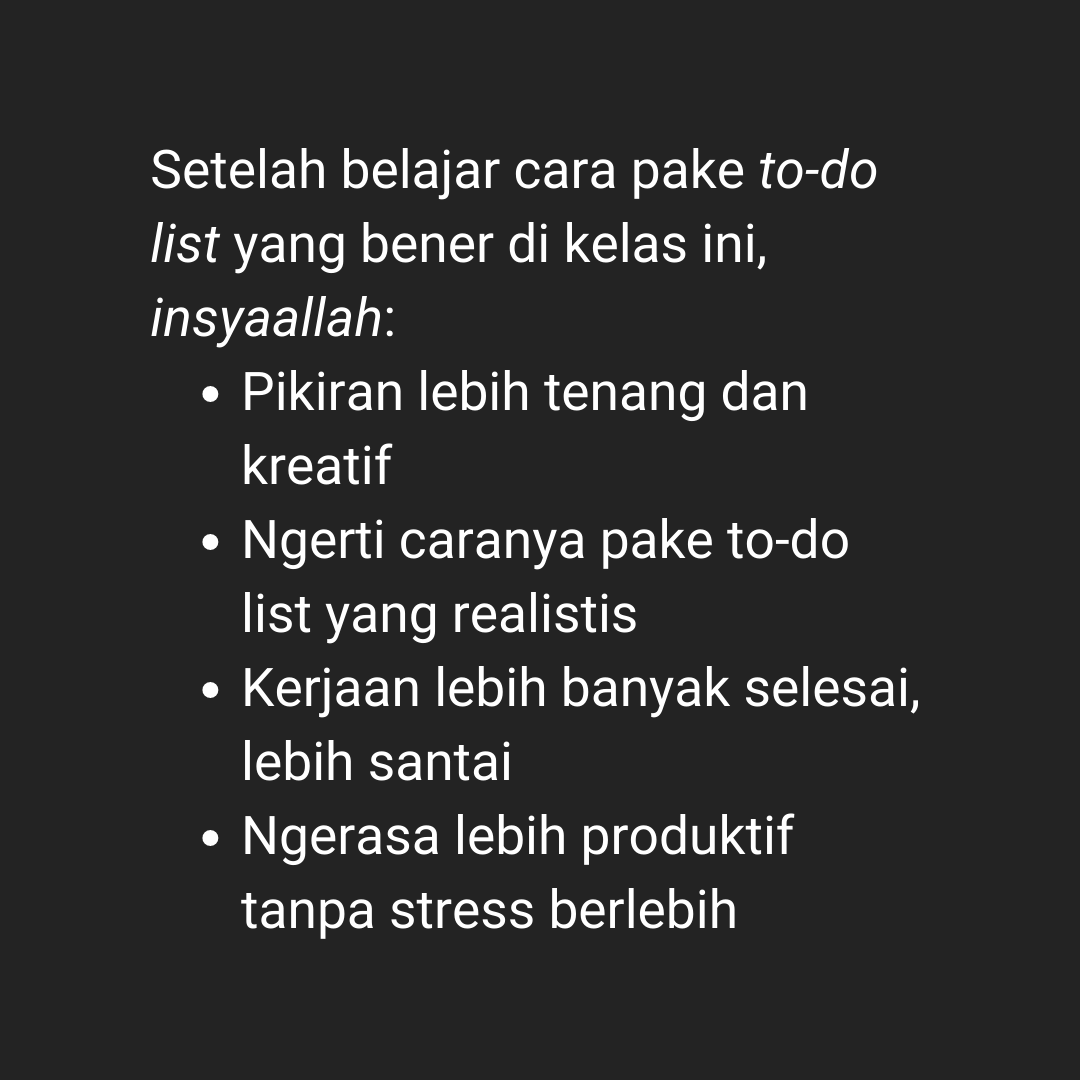 Kelas Online To-Do List Mastery (Basic & Advance)