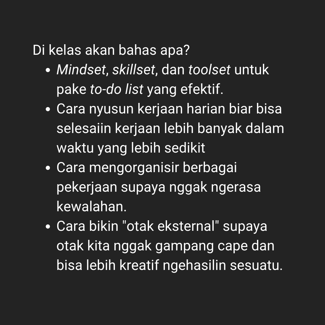 Kelas Online To-Do List Mastery (Basic & Advance)