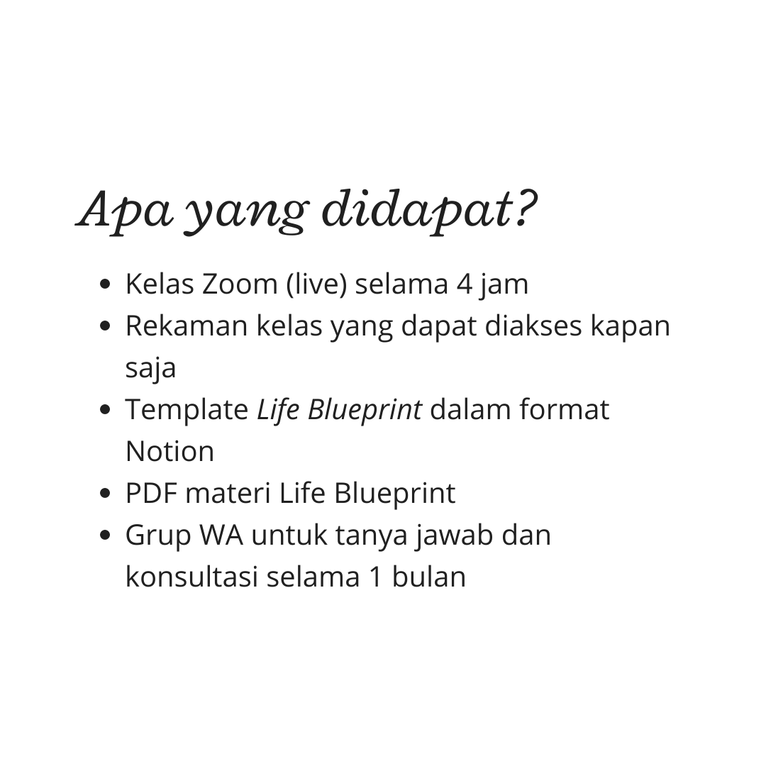 Kelas Online Life Blueprint