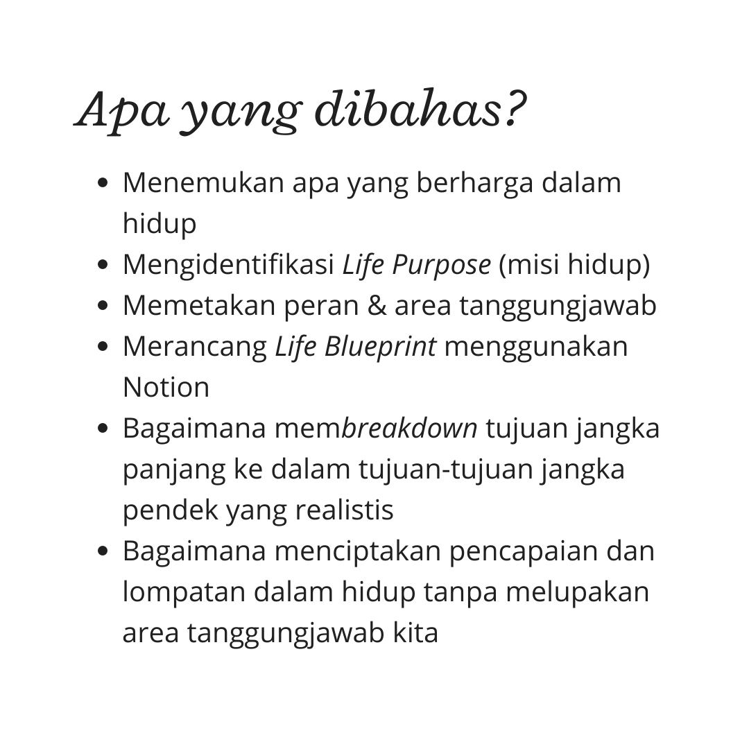Kelas Online Life Blueprint