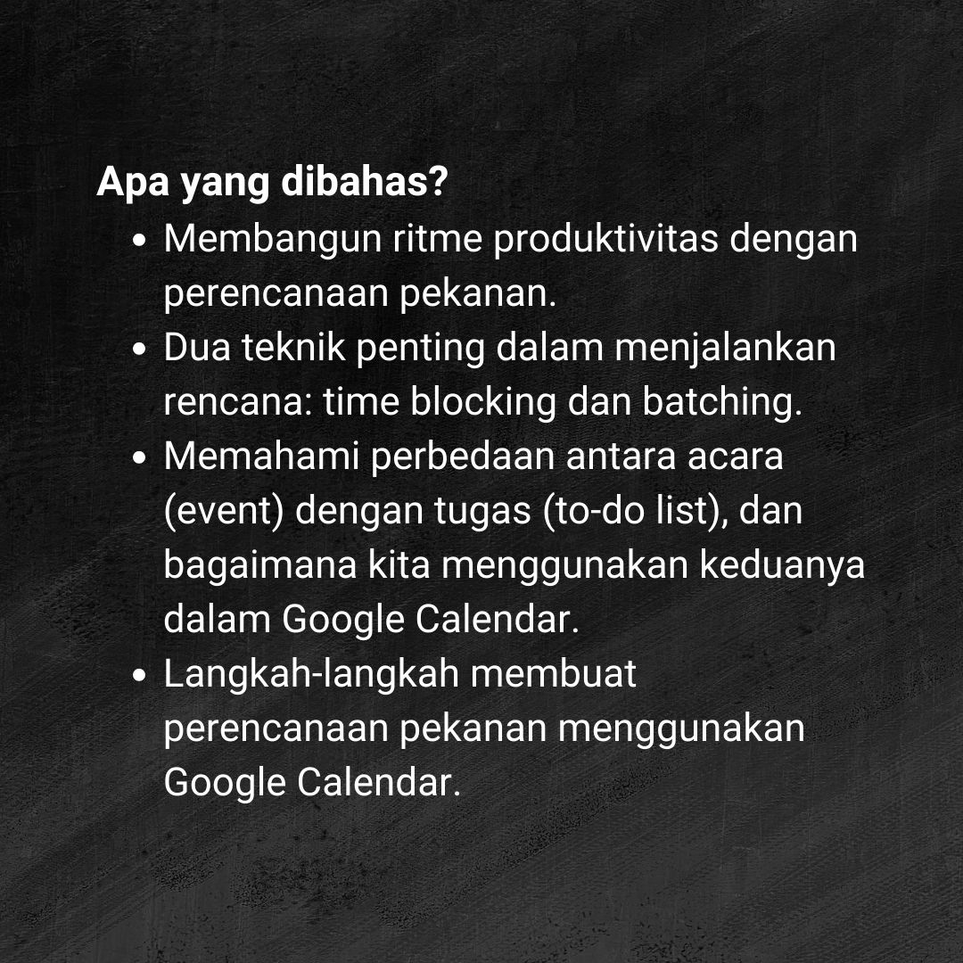 Weekly Planning with Google Calendar