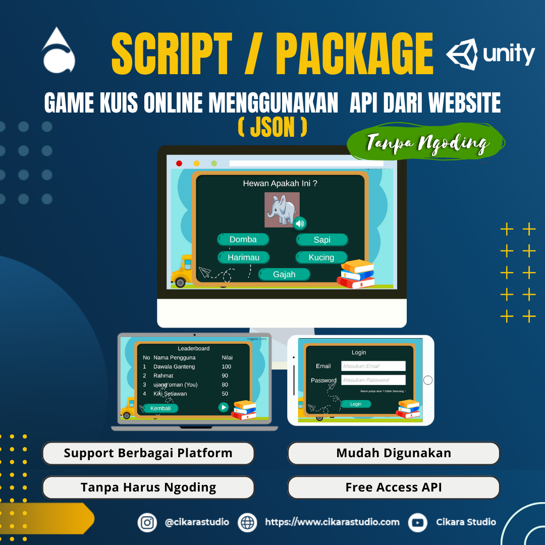 Script / Package Game Kuis Online Dengan API Website JSON Tanpa Ngoding dengan Unity