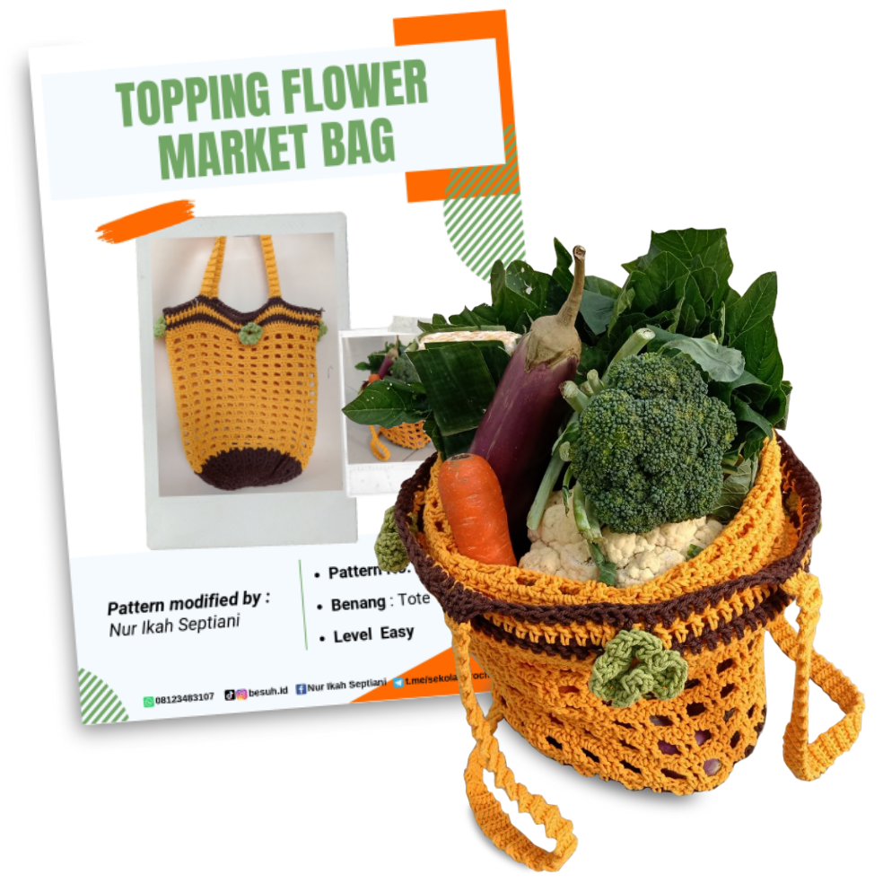 Pola Rajut : Topping Flower Market Bag
