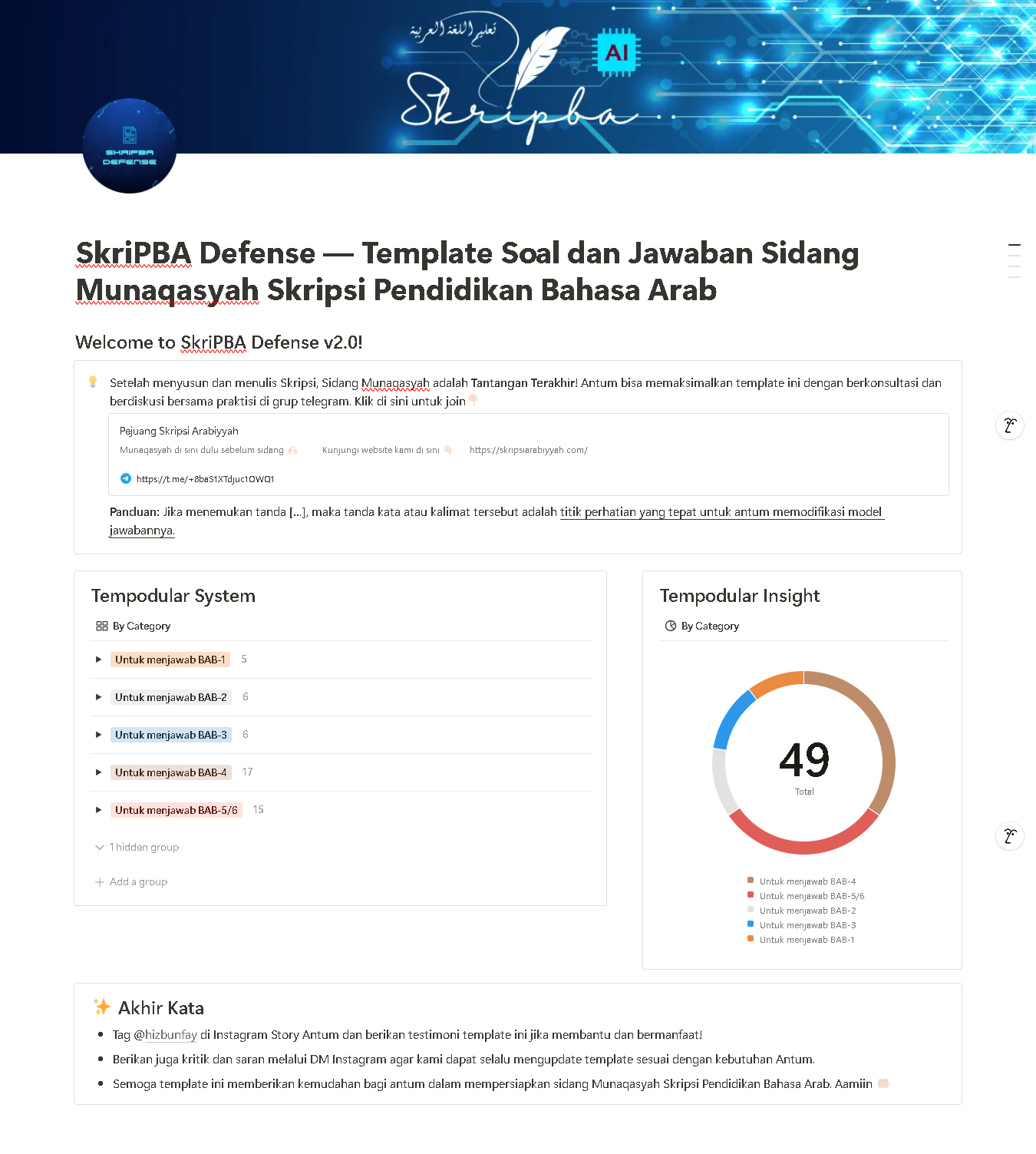 SkriPBA Defense — Template Soal dan Jawaban Sidang Munaqasyah Skripsi Pendidikan Bahasa Arab