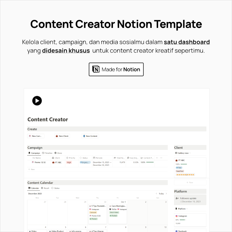 Content Creator Notion Template