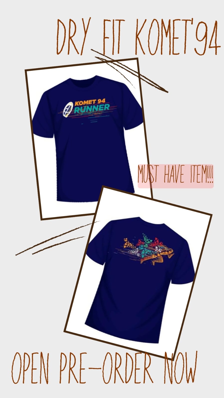 Size 2XL-3XL lengan pendek Dry Fit Komet Runner