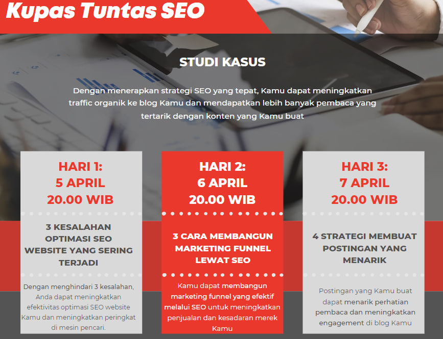 Webinar Kupas Tuntas SEO Selama 3 Hari 