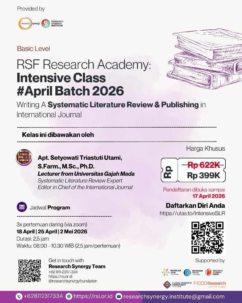 Kelas Intensif: Riset Systematic Literature Review (SLR) & Publikasinya di High Impact International Journal (SCOPUS/WOS)