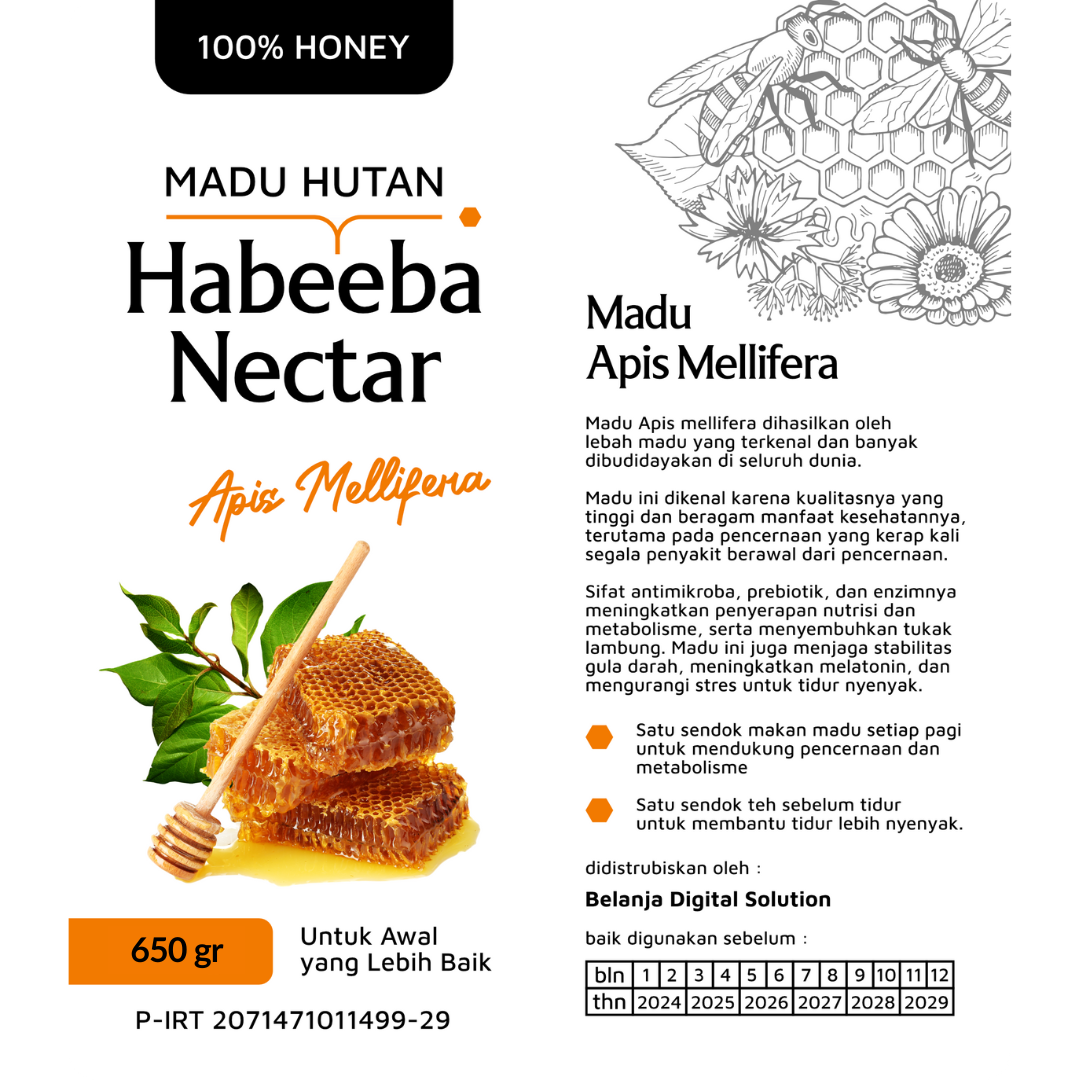 Habeeba Nectar 650gr – Madu Murni yang Baik Untuk Pencernaan
