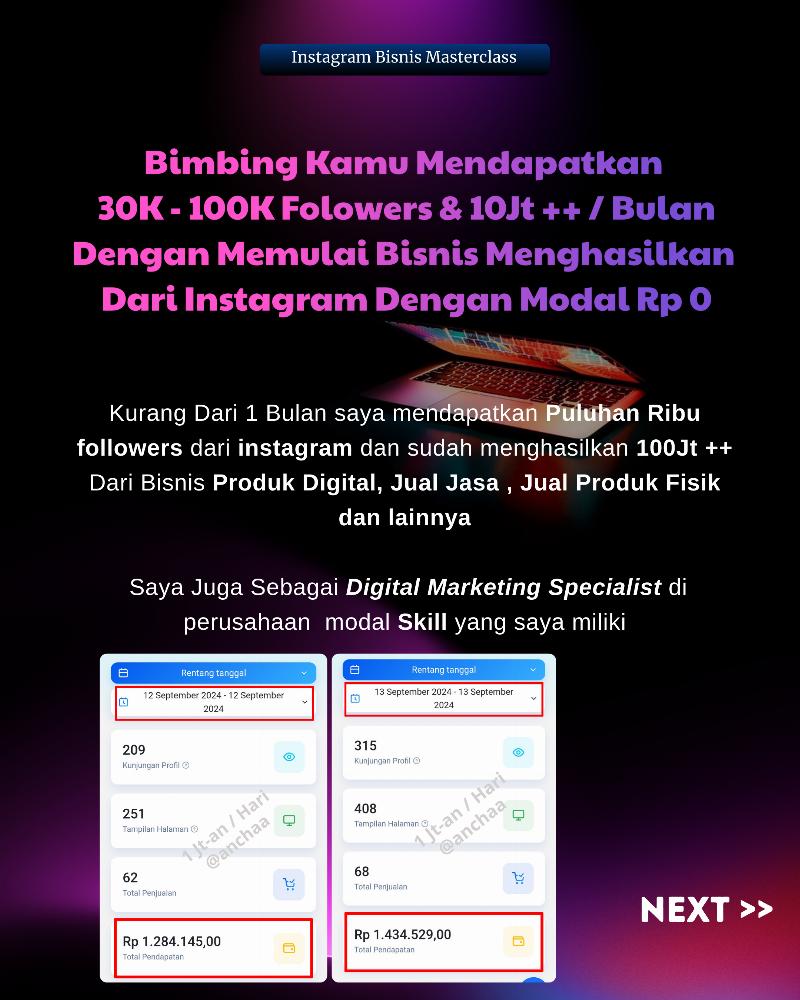 Masterclass Instagram for business 2025 Autopilot ( Bisnis Produk Digital - Dropship Produk Fisik - Bisnis Jasa Digital )
