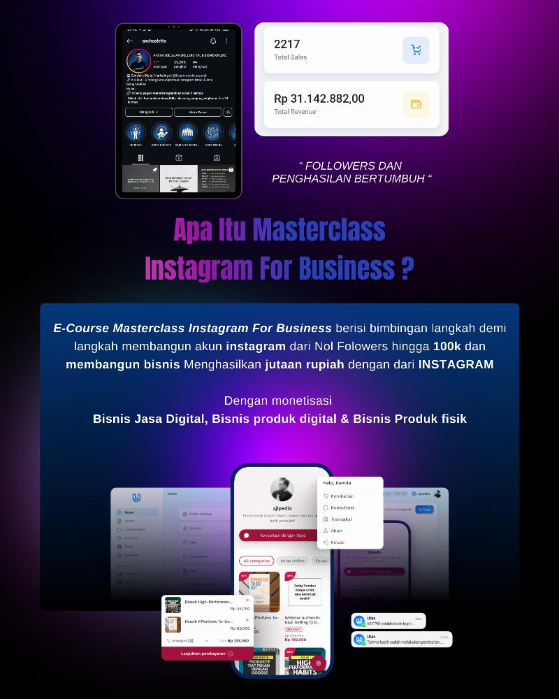 Masterclass Instagram for business 2025 Autopilot ( Bisnis Produk Digital - Dropship Produk Fisik - Bisnis Jasa Digital )