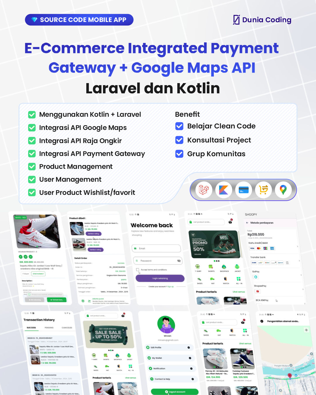 Source Code Aplikasi Mobile Marketplace Menggunakan Laravel + Kotlin Integrasi Midtrans