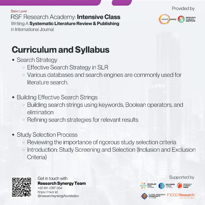 Intensive Class : Writing A Systematic Literature Review & Publishing in International Journal