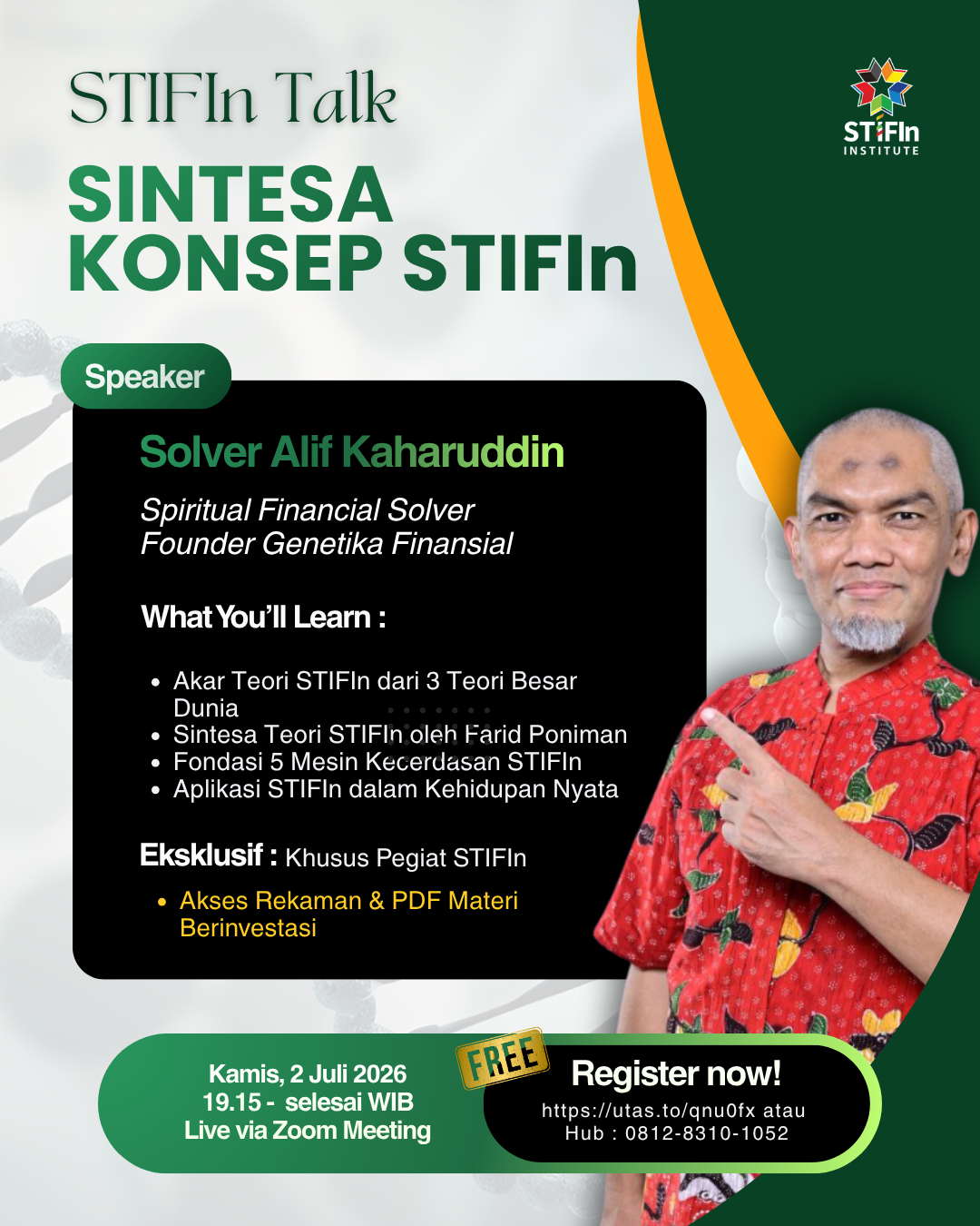Webinar STIFIn Talk x Solver Alif Kaharuddin "Sintesa Konsep STIFIn"