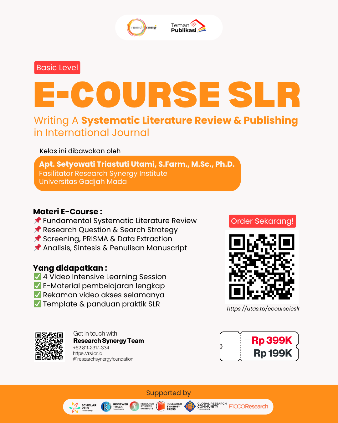 E-Course Intensive Class Riset Systematic Literature Review (SLR) & Publikasinya di High Impact International Journal (SCOPUS/WOS)